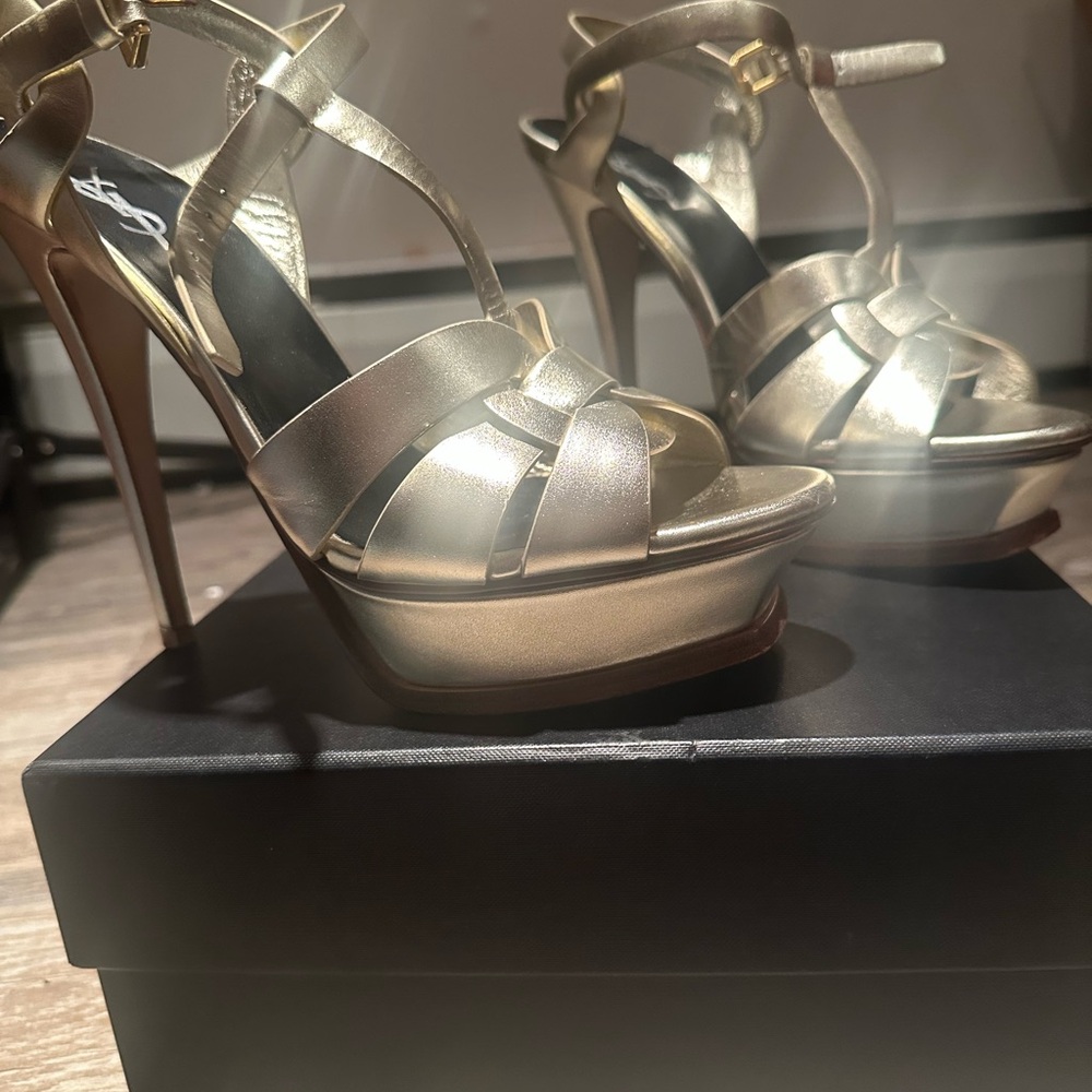 Elegant Gold Strappy Heels
